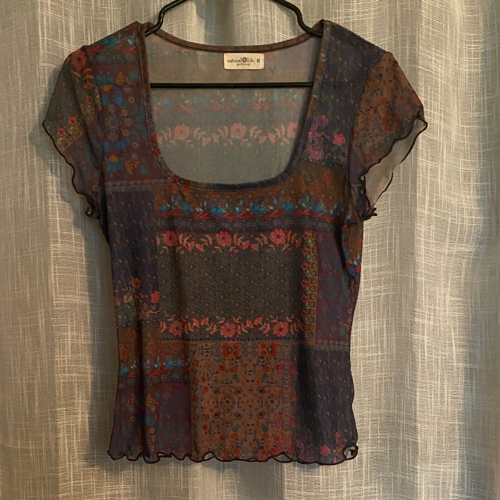 Natural Life Multicolor Sheer Blouse